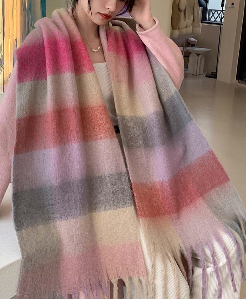 Wander Agio Winter Women Warm Scarf Long Shawl Large Scarves Cold Weather Thick Blanket Scarfs Colorful Plaid - Image 4